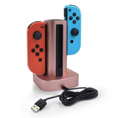 For Switch controller Fixed Dual USB Charger Dock Joy Con Small Handle 4 In 1 NS Aluminium Alloy Charging stand Station Joystick