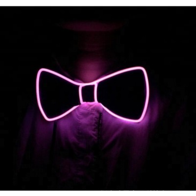 New EL Bow Tie 10 Colors Choose Glowing EL Tie Cool for night dance of LED Bow Tie For Wedding Decor powered by 2xAA Battery