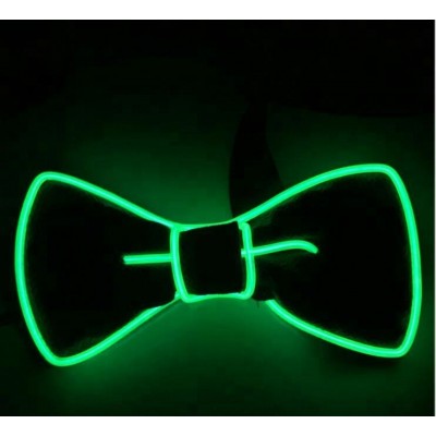 Glowing Green EL Bow Tie for Wedding Decoration Supplies Custom Rave Bow Tie with DC-3V Sound activated Glow Party Supplies