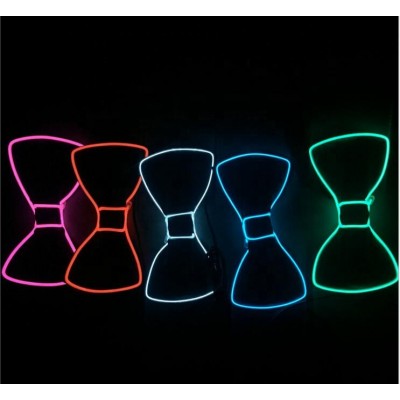 New Style DC-3V Sound Activated 10 Color Optional Light Up EL Bow Tie LED Neon Light For Night Wedding Party Decoration